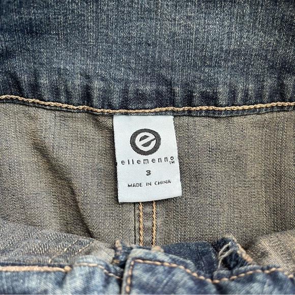 ELLEMENNO Vintage Y2K Mid Wash Denim Jean Utility Front Slit Midi Pencil Skirt - Picture 7 of 8